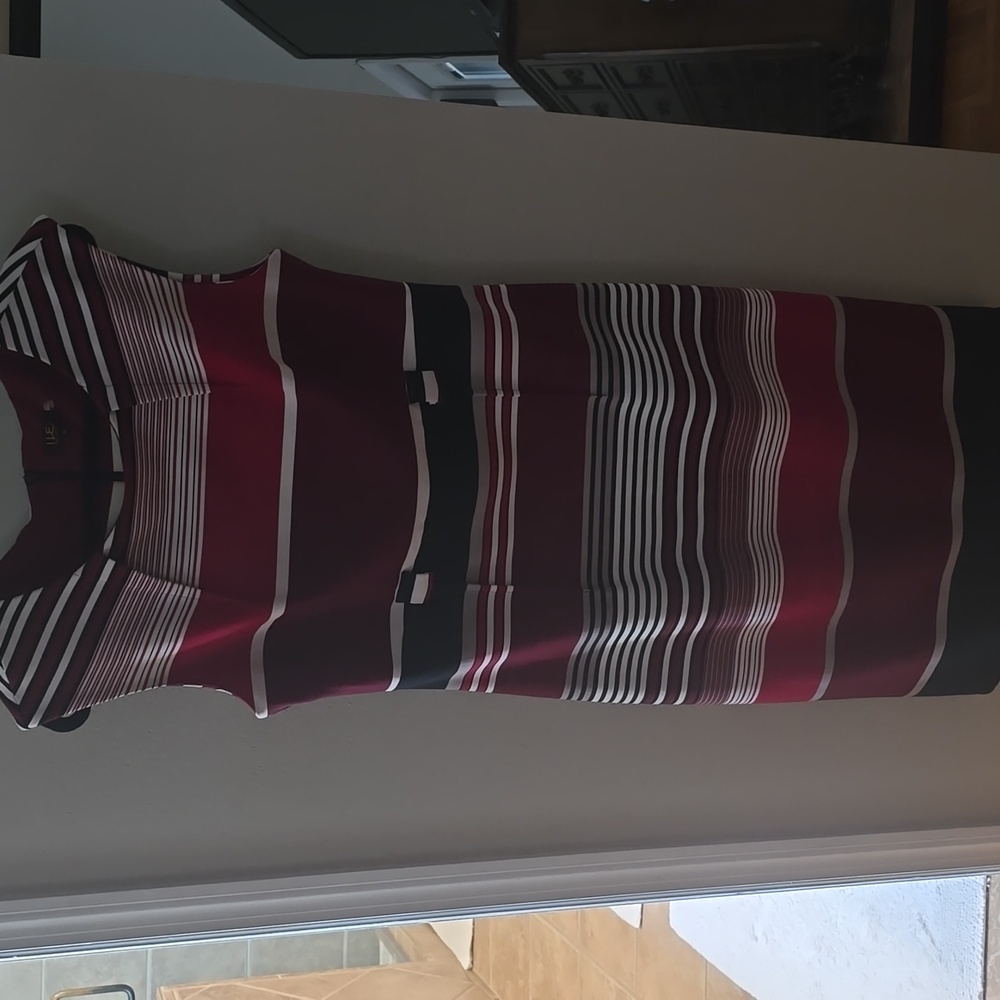 Chic Striped Dress - Burgundy and Black